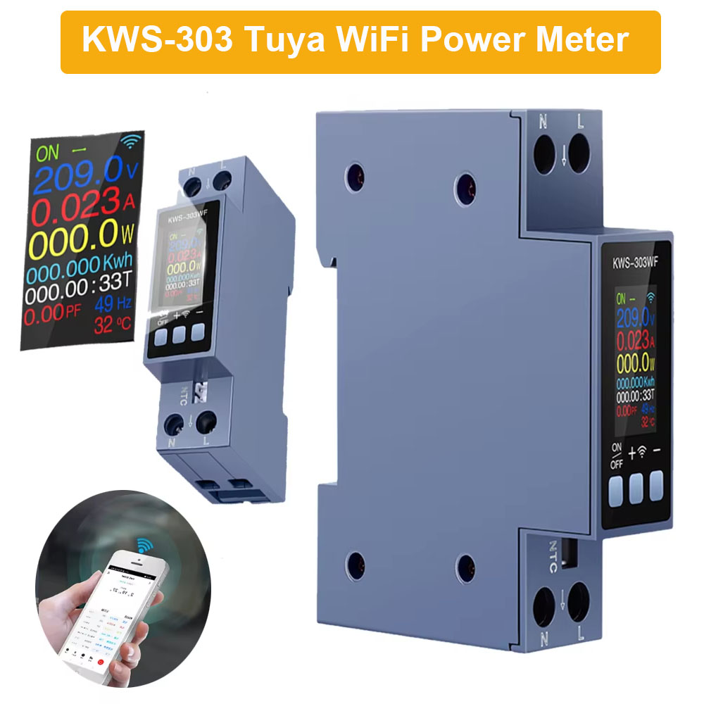 Energy Meter Bidirectional - KWS-303 Tuya WiFi Stromzähler TFT 8-in-1