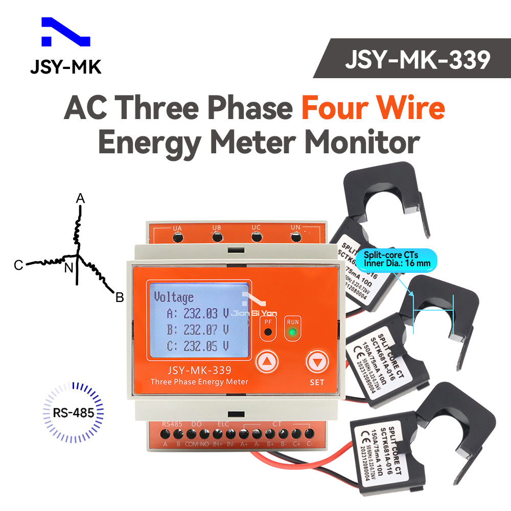 Energy Meter Bidirectional - JSY-MK-339 RS485 Bidirektionale Messung 150 A