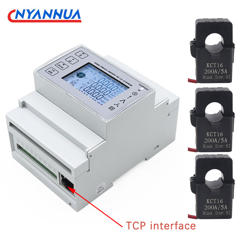Energy Meter Bidirectional - Bidirektionales Energieverbrauchsmessgerät mit 3-Phasen-DIN-Schiene und hintergrundbeleuchtetem