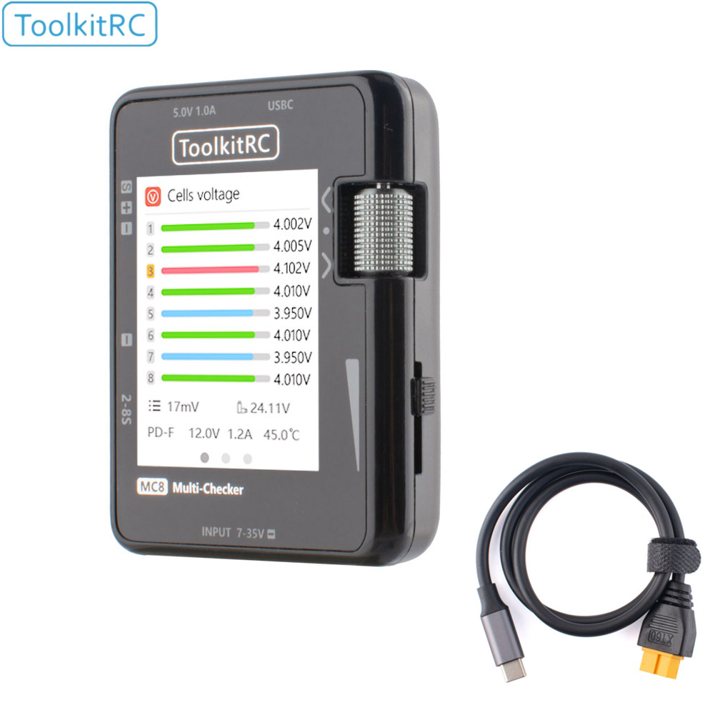 Pwm Charge Controller - ToolkitRC MC8 Mini-Cell-Checker, 32-Bit-Batterie-Multi-Checker, PWM-Ausgang, PPM-SBUS-Anzeige